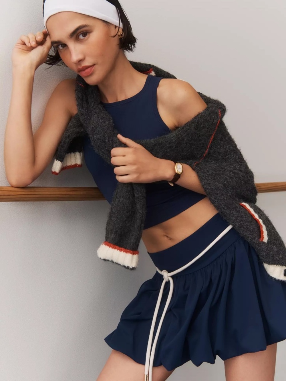 Anthropologie Daily Practice Bubble Mini Skirt Navy L NWT $78 - Picture 3 of 5